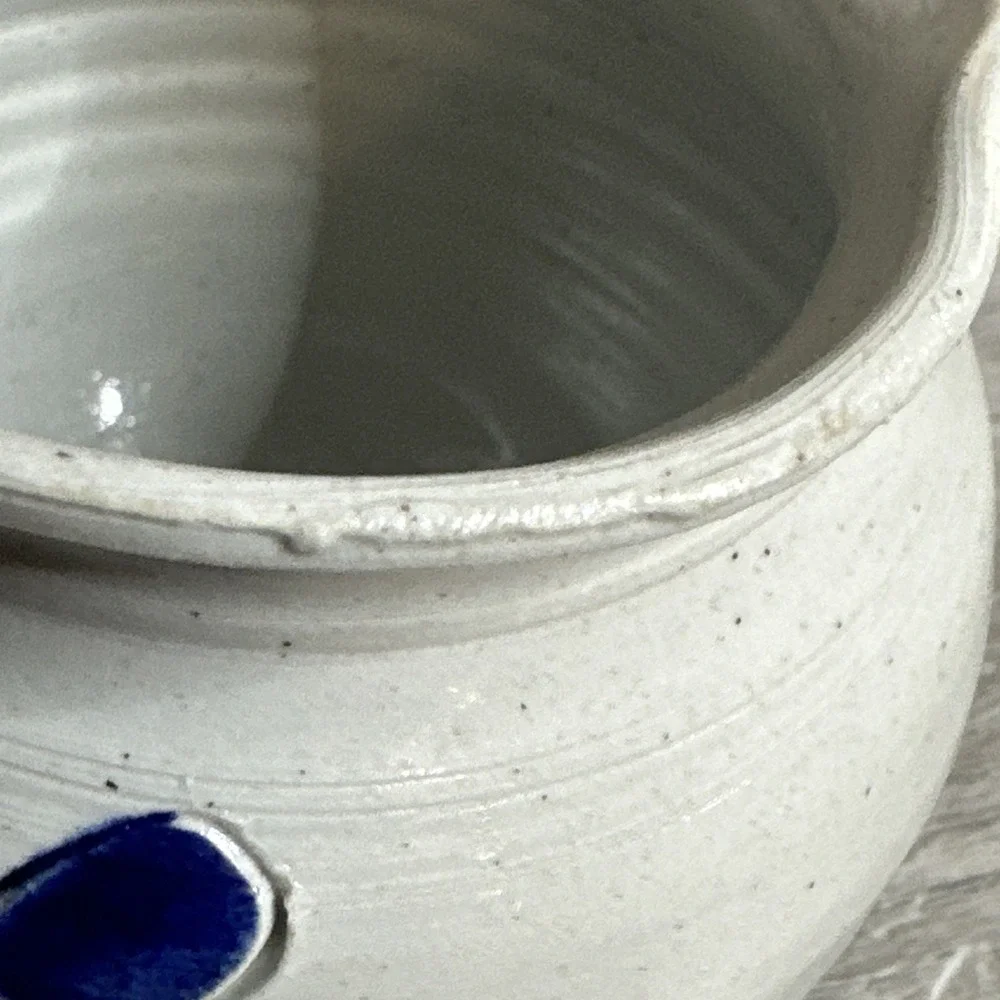 Williamsburg Pottery Ceramic Floral‎ Creamer Glossy Handmade VA Handles